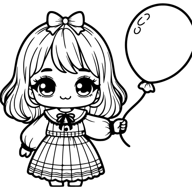 cute preppy little girl white ballon