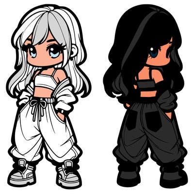 girl in crop top and baggy pants