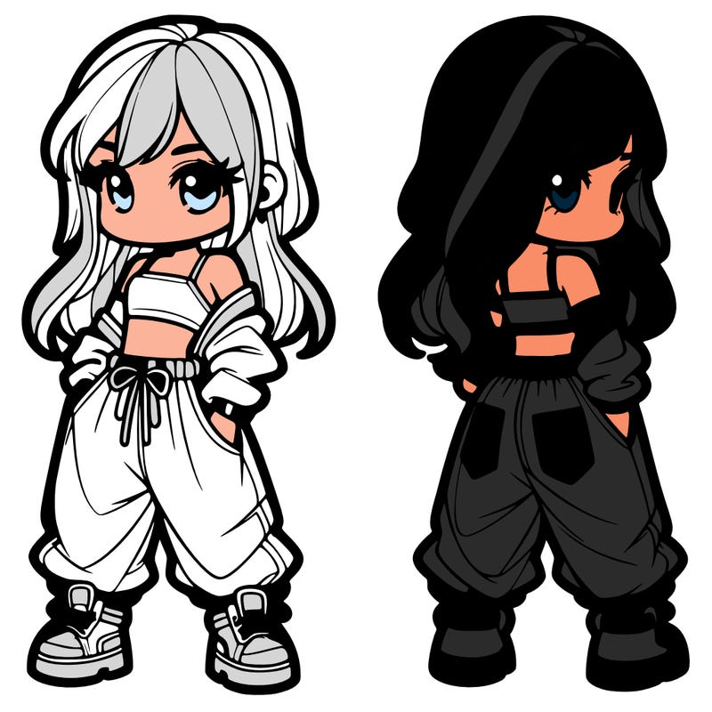 girl in crop top and baggy pants