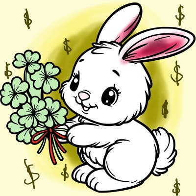 bunny with a bunch of clover