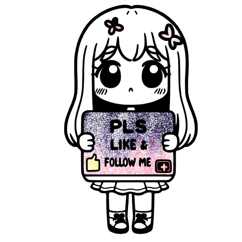 girl holding a sign that says pls like and follow me