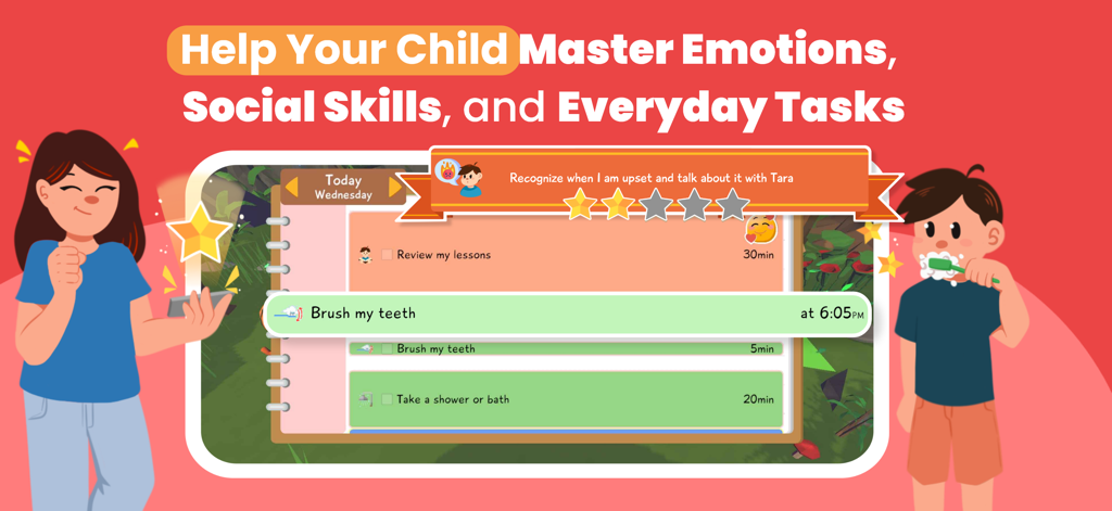 Chores and Anger Management - Digital chore list and emotional skill tracker in the Lusha app for children