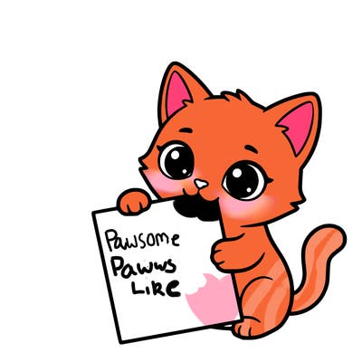 a small cat with a blank sheet of paper in its hand. the cat is sooooooo cute!