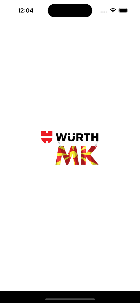 Wurth Macedonia mobile app splash screen featuring the brand logo and MK letters decorated with the Macedonian flag