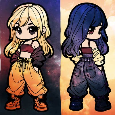 girl in crop top and baggy pants