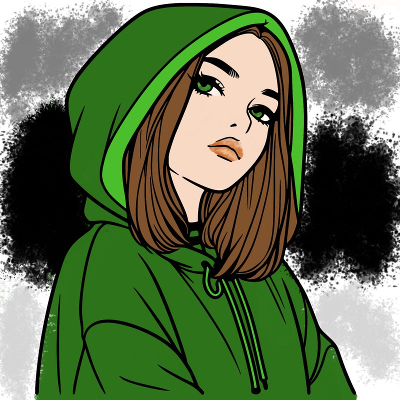 a realistic girl in a hoodie