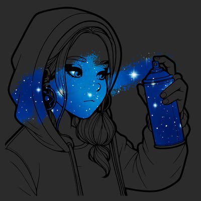 a realistic girl, spray painting