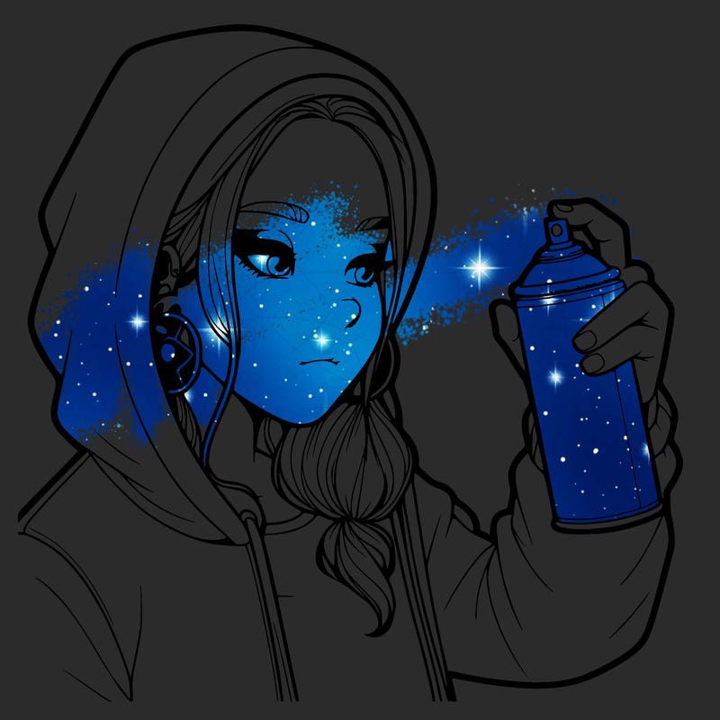 a realistic girl, spray painting