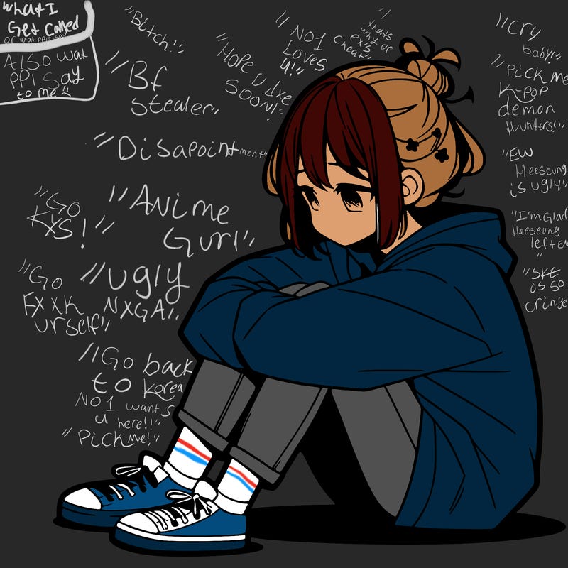 sad anime girl sitting alone