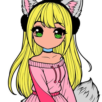 realistic girl with fox ears and tail