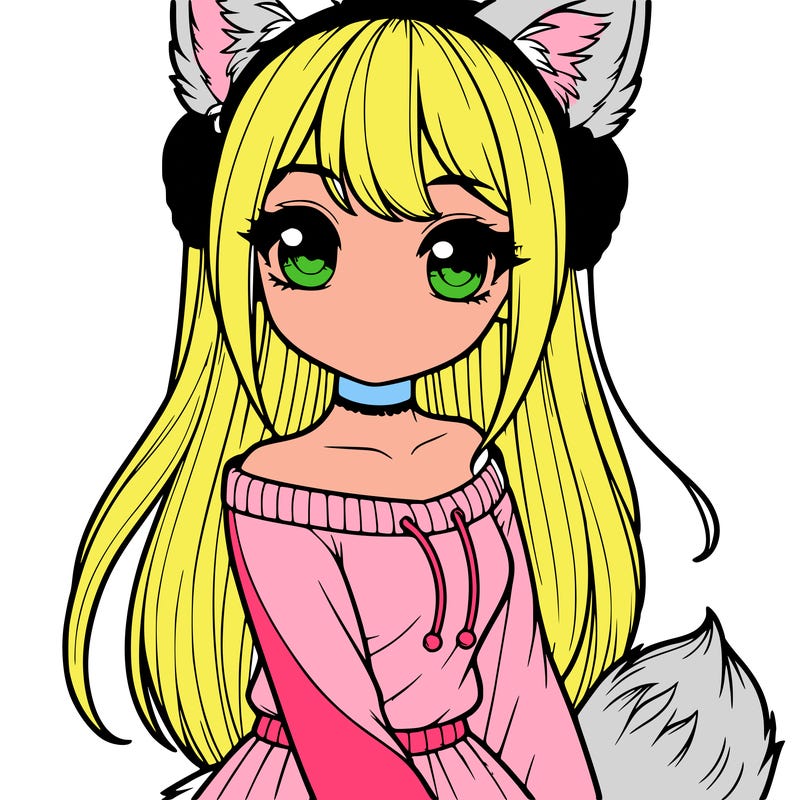 realistic girl with fox ears and tail