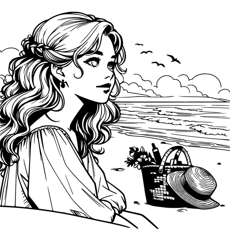 realistic girl at the beach