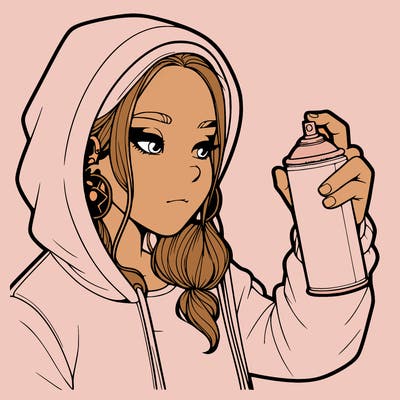 a realistic girl, spray painting