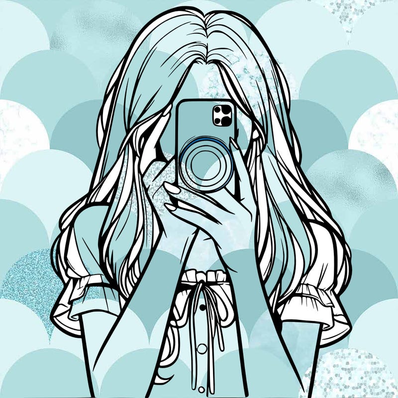 a realistic girl holding her phone taking pictures