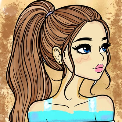 a beautiful and realistic girl with a high pony tail