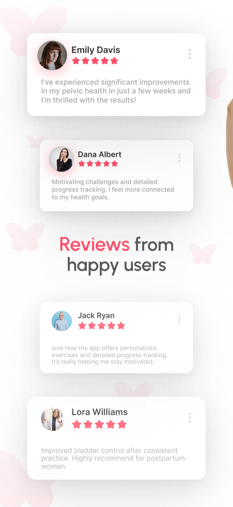 Pelvic Floor & Core Coach - Positive user reviews and five star ratings for the Pelvic Floor and Core Coach app