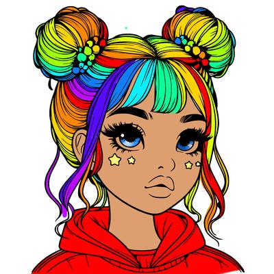 realistic girl with space buns