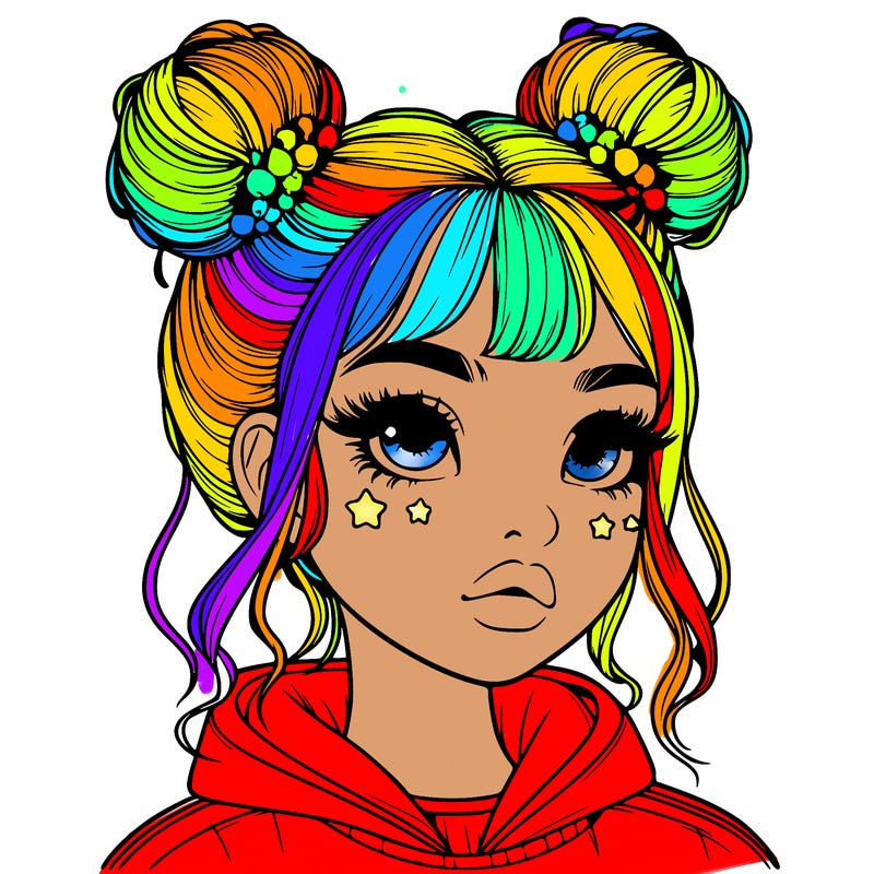 realistic girl with space buns