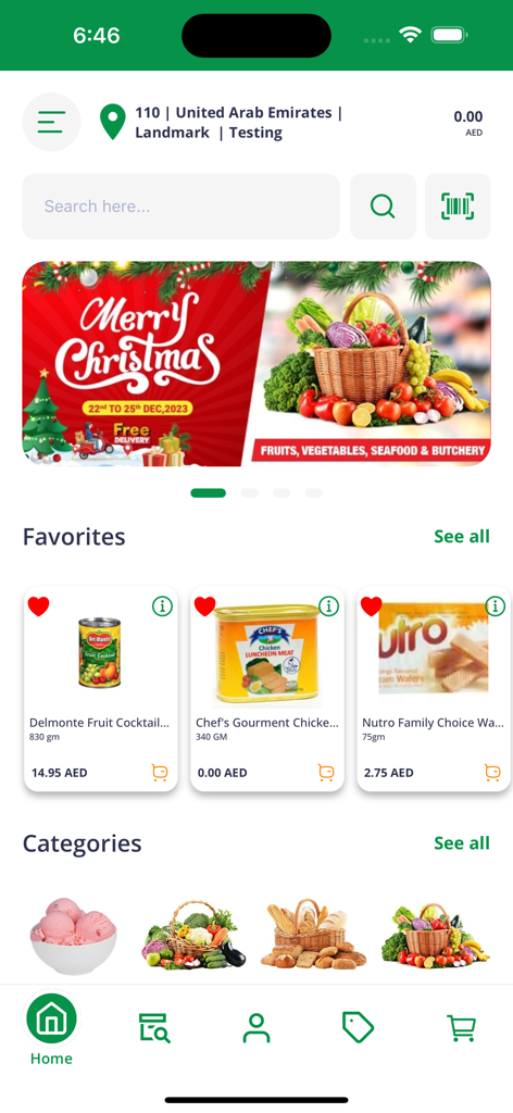 West Zone - Grocery Shopping - West Zone grocery app home screen featuring promotional banners favorites and product categories
