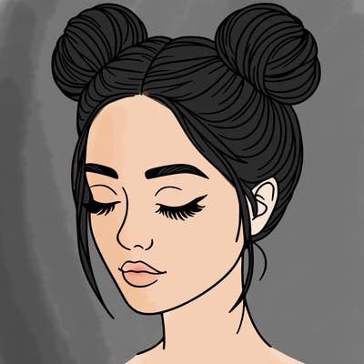 woman with hair buns