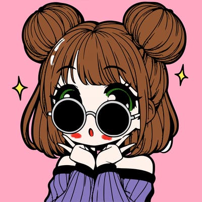 manga girl with hairbuns and sun shape sunglasses