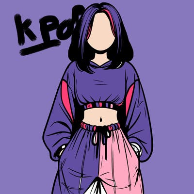 realistic girl faceless with baggy pants and a crop top