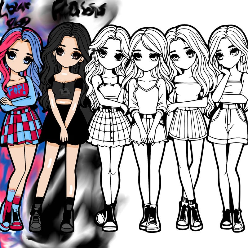 a group of girls realistic