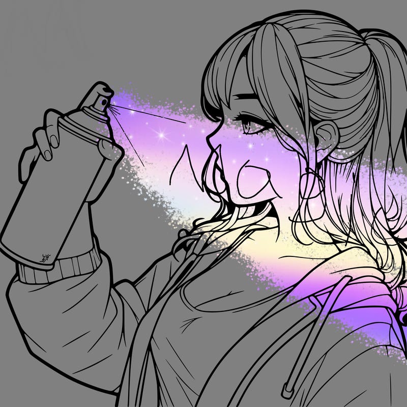 a realistic girl spray, painting