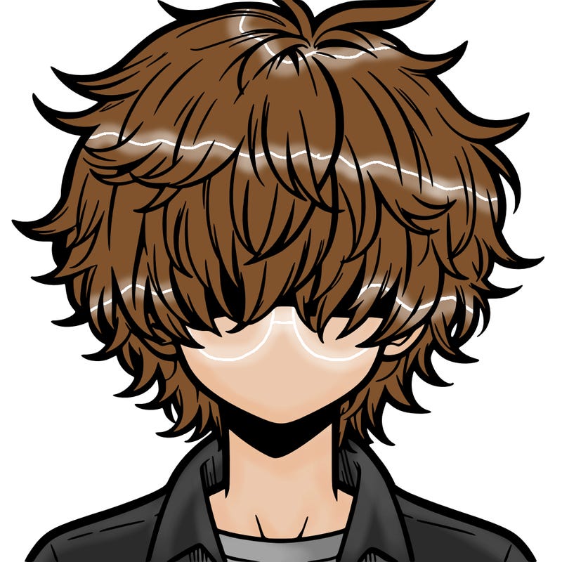 manga boy fluffy hair covering his eyes