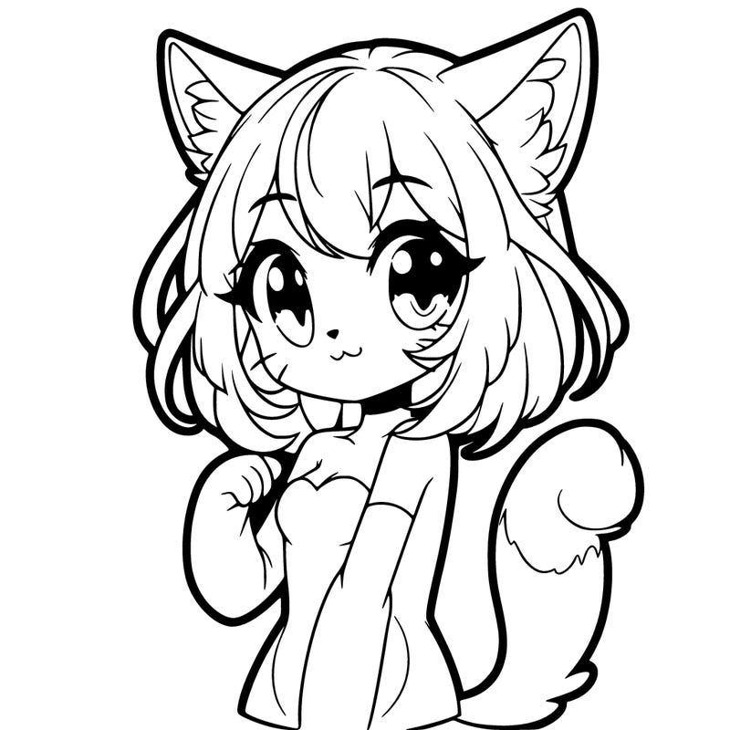 a anime cat but with a human/anime girl