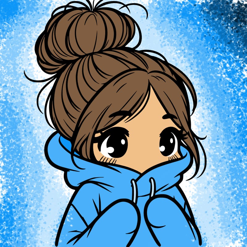 shy girl in big hoodie with messy bun