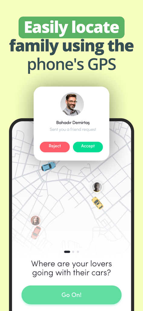 Family Friend Locator: Carpin - GPS map tracking family and friends in the Carpin app interface