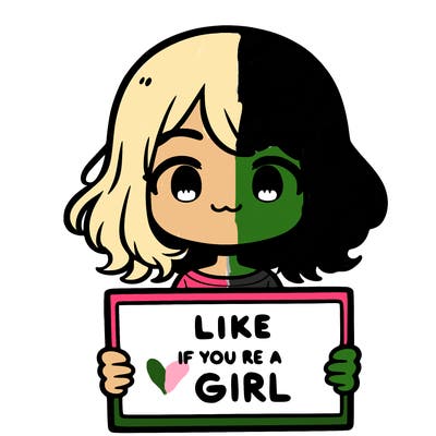 a cute girl holding a sign that says like if you’re a girl