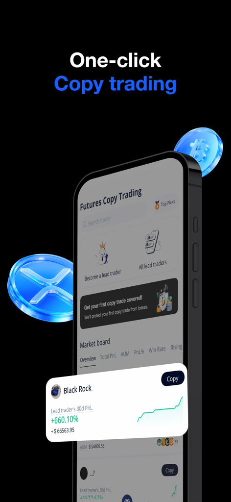 BTCC mobile app interface for crypto futures copy trading
