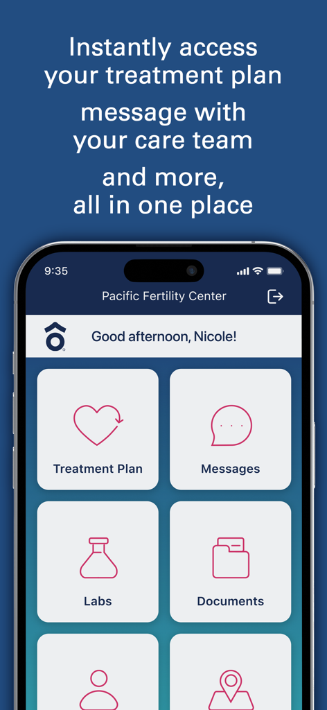 Prelude Connect - Prelude Connect mobile app dashboard featuring treatment plan messages labs and documents icons