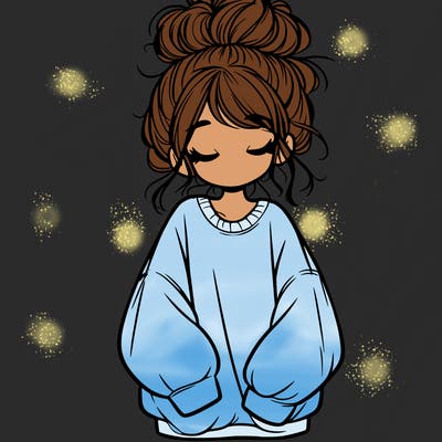 girl with baggy sweatshirt and messy bun