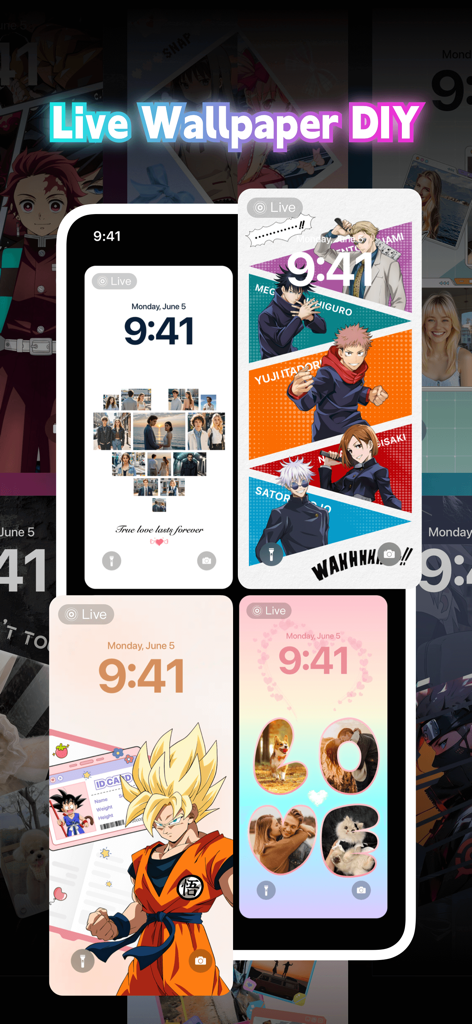 Live Wallpaper - Wallpaper Hub - Showcase of DIY lock screen wallpapers with anime themes and photo collages