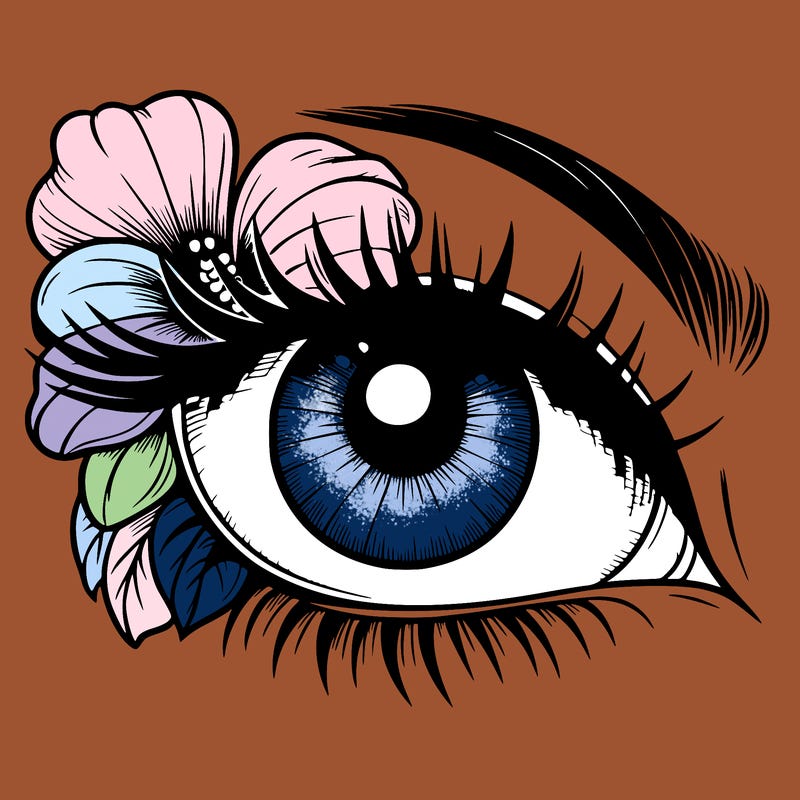 realistic eye with flower