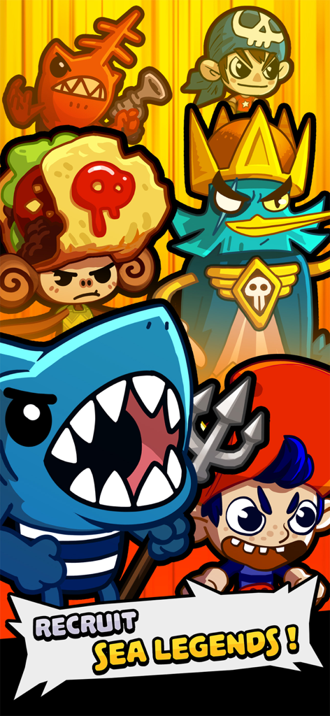 Bounty Bash - A group of colorful and unique pirate characters with the text recruit sea legends