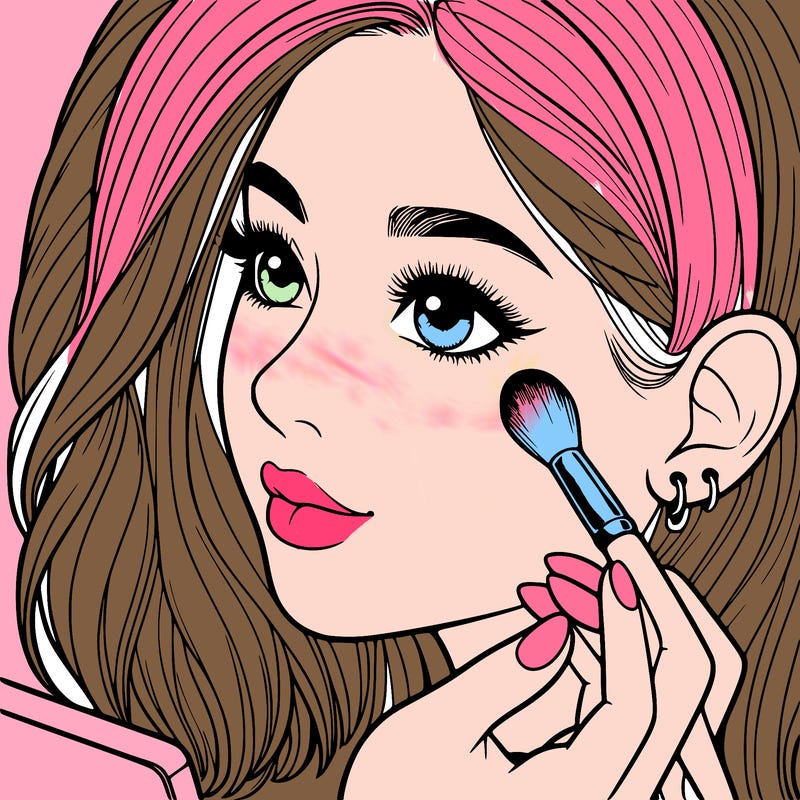 a realistic girl doing her makeup