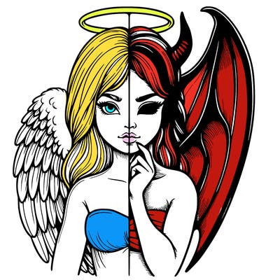 realistic angel half demon