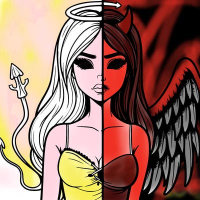 devil vs angel realistic girl