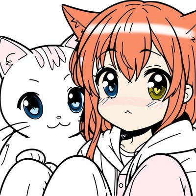 a cat with a girl in an anime series