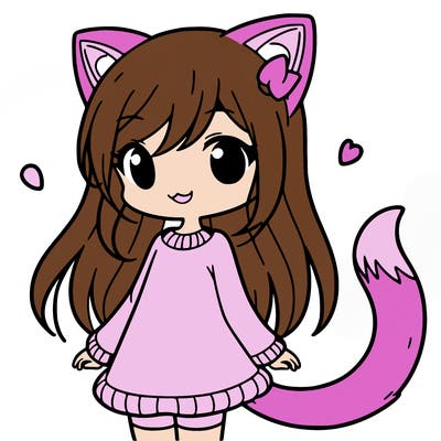 girl with cat ears and tail