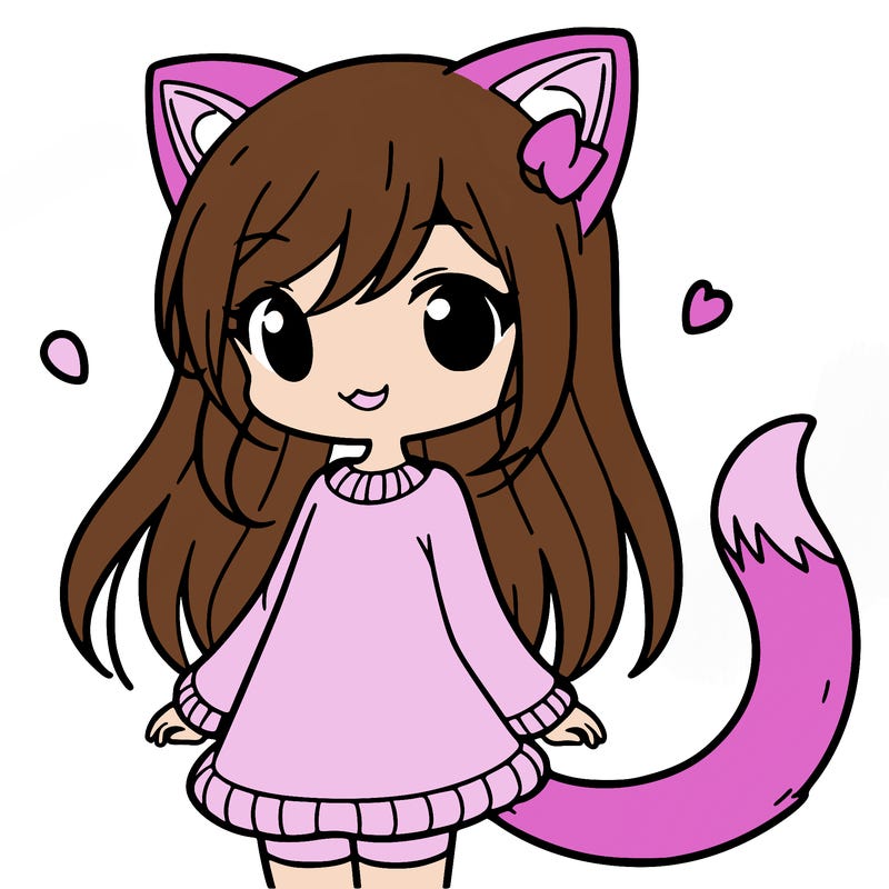 girl with cat ears and tail