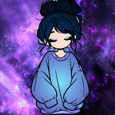 girl with baggy sweatshirt and messy bun