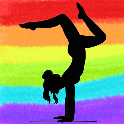 a woman doing a handstand