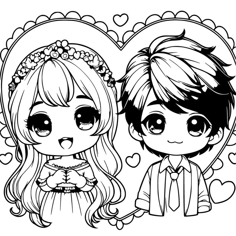 cute boy and girl realistic in a cute heart ❤️