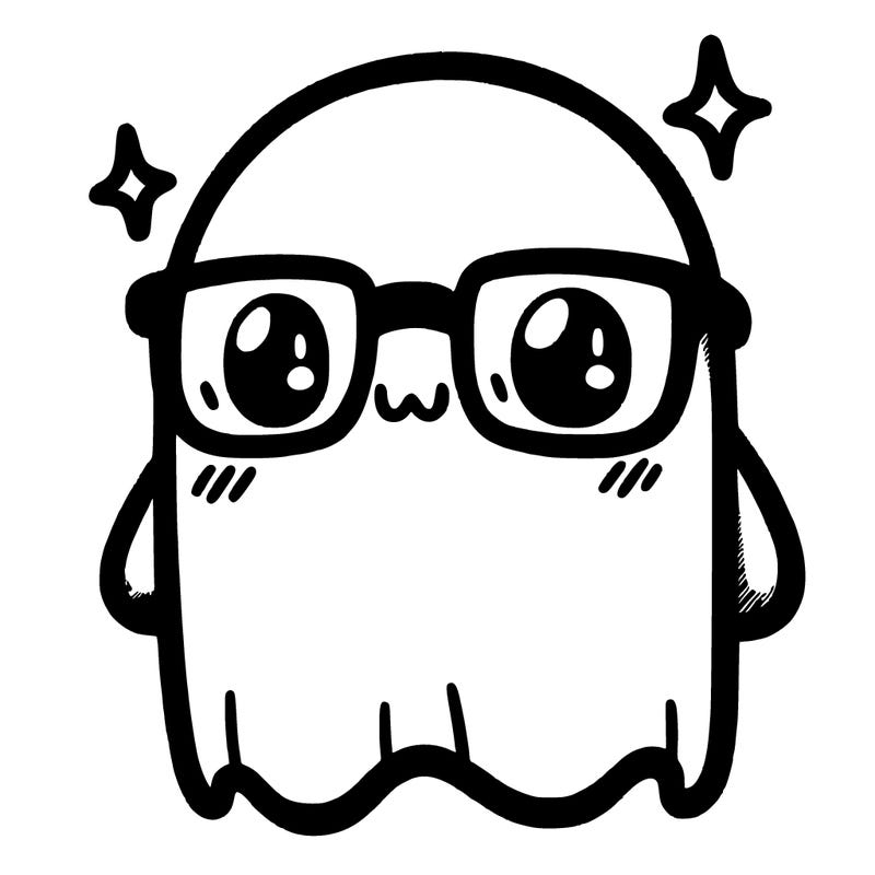 cute big shy ghost with glasses
