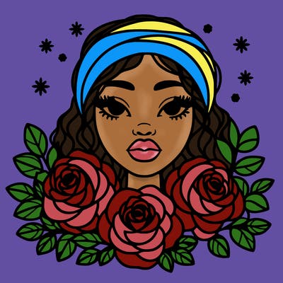 black woman portrait surrounded by roses
